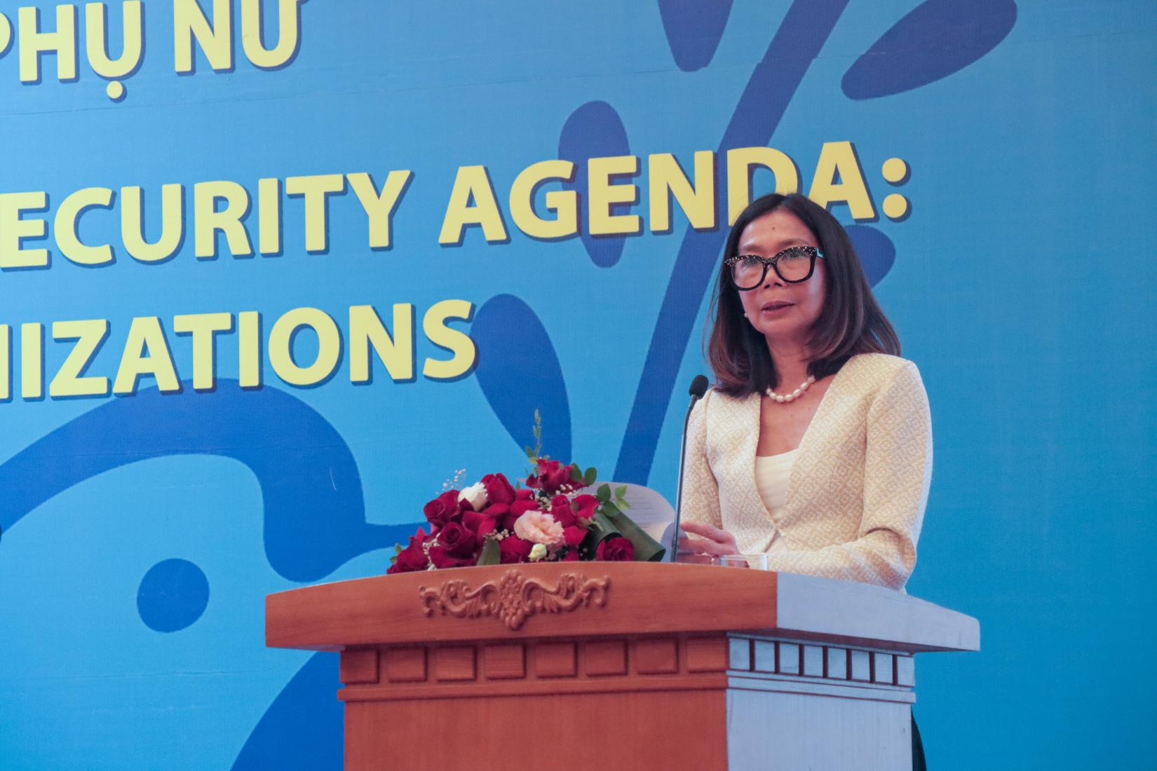 Ms. Pauline Tamesis, the UN Resident Coordinator in Viet Nam gave her speech at the event.