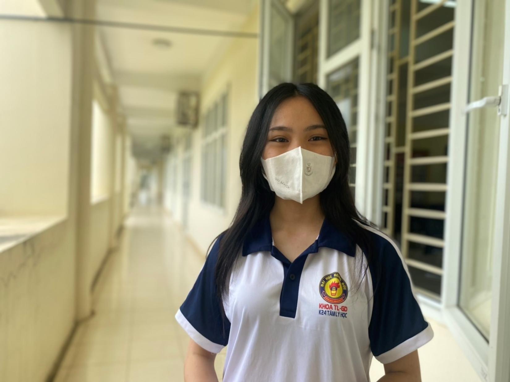 My Duyen, 19, a student at Hong Duc University shared with UN Women that she wishes the university could have more security cameras and a better lighting system in the evening. Photo: UN Women/ Thao Hoang