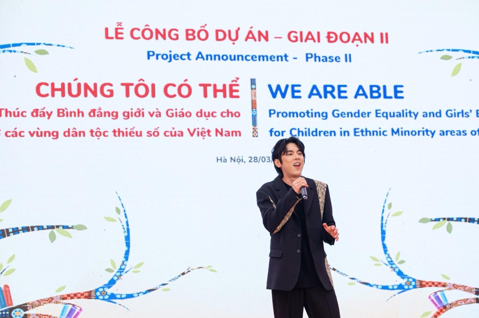 Korean singer, Isaac Hong, performing at the event
